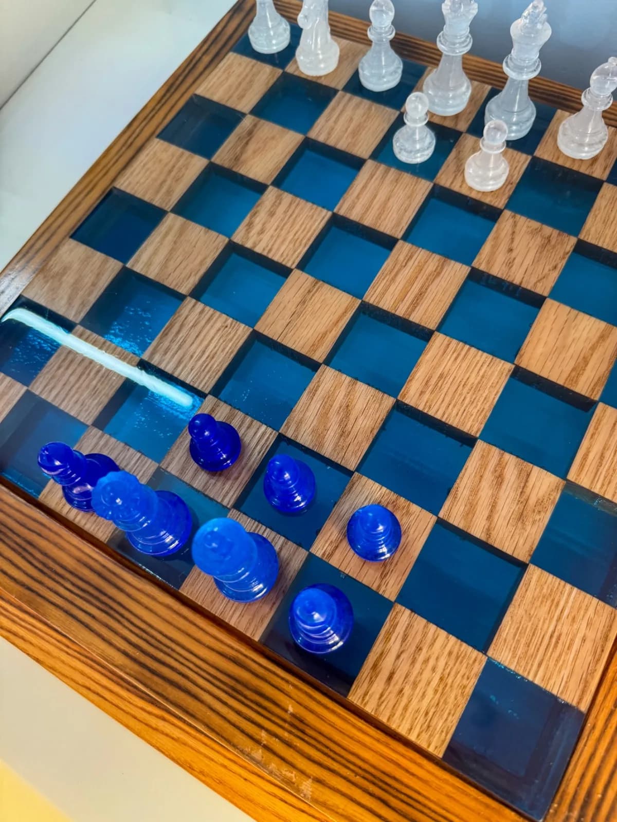 Epoxy deep pour chess board