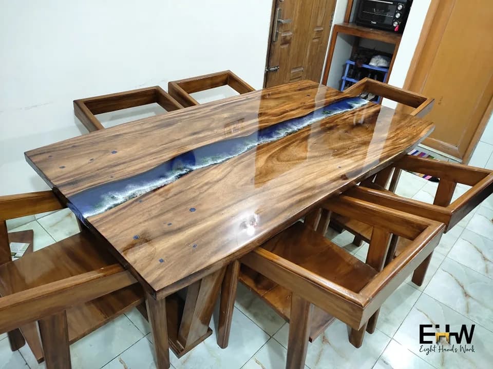 Epoxy Deep pour 3d ocean theme table