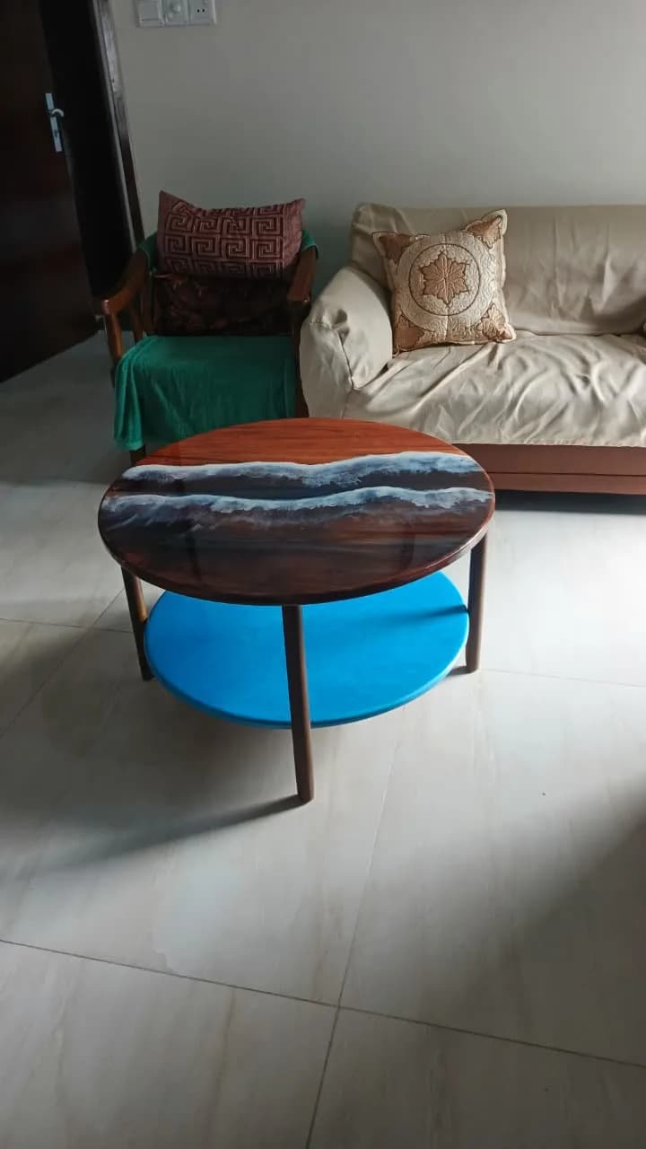 3D Ocean wave table with down storage